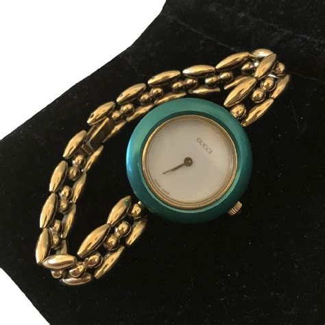 vintage gucci watch interchangeable bezels|vintage Gucci watch women's interchangeable.